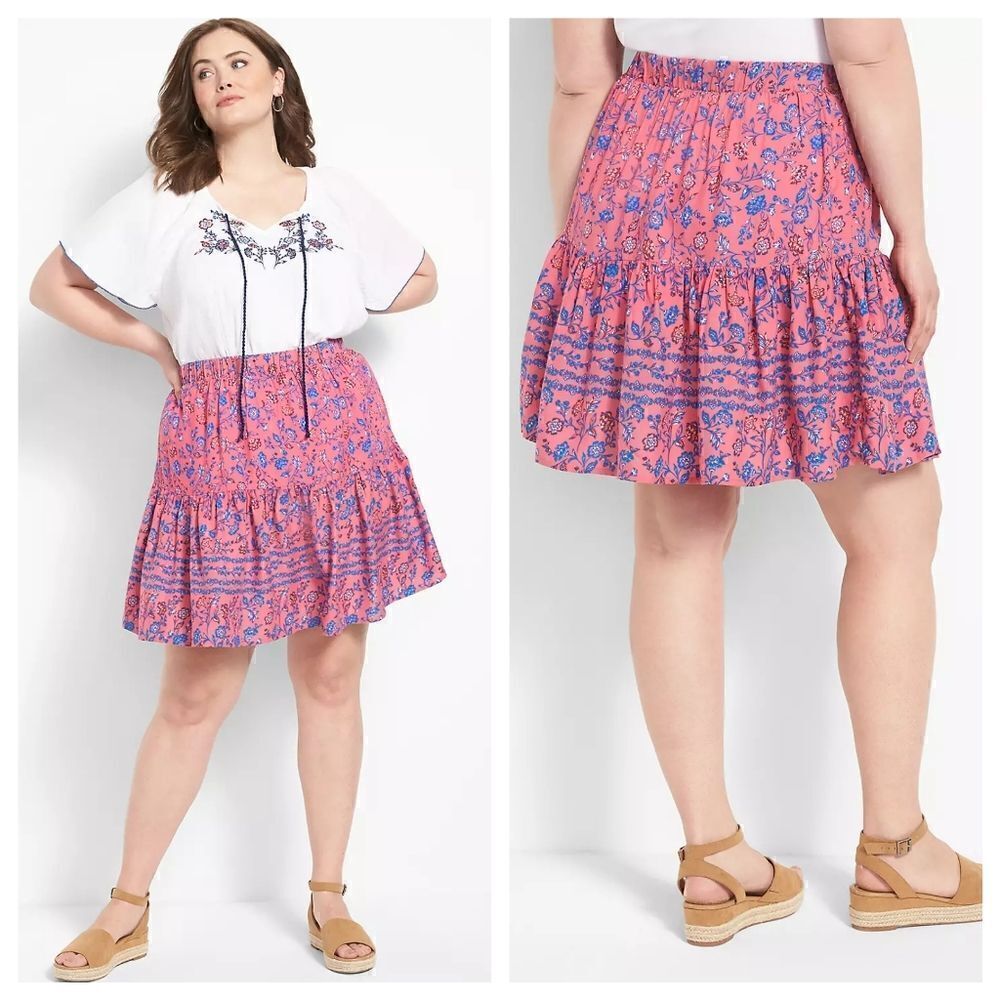 Lane Bryant Tiered Floral Skirt Arlene Floral Size 22 24